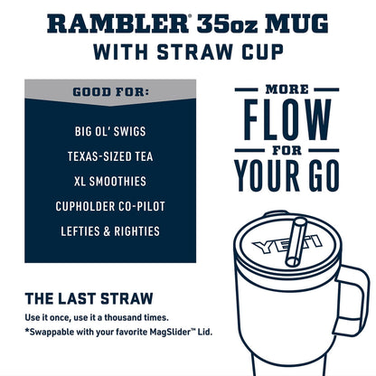 YETI Rambler Tumbler with Handle and Straw Lid, Vacuum Insulated Travel Mug, Stainless Steel