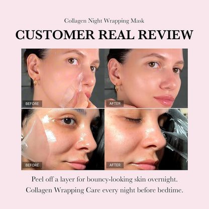 Medicube Collagen Overnight Wrapping Peel Off Facial Mask Pack - Elasticity &amp; Hydration Care, Reduces Sagging &amp; Dullness - Hydrolyzed Collagen For Glowing Skin - Korean Skin Care, 2.53 fl.oz