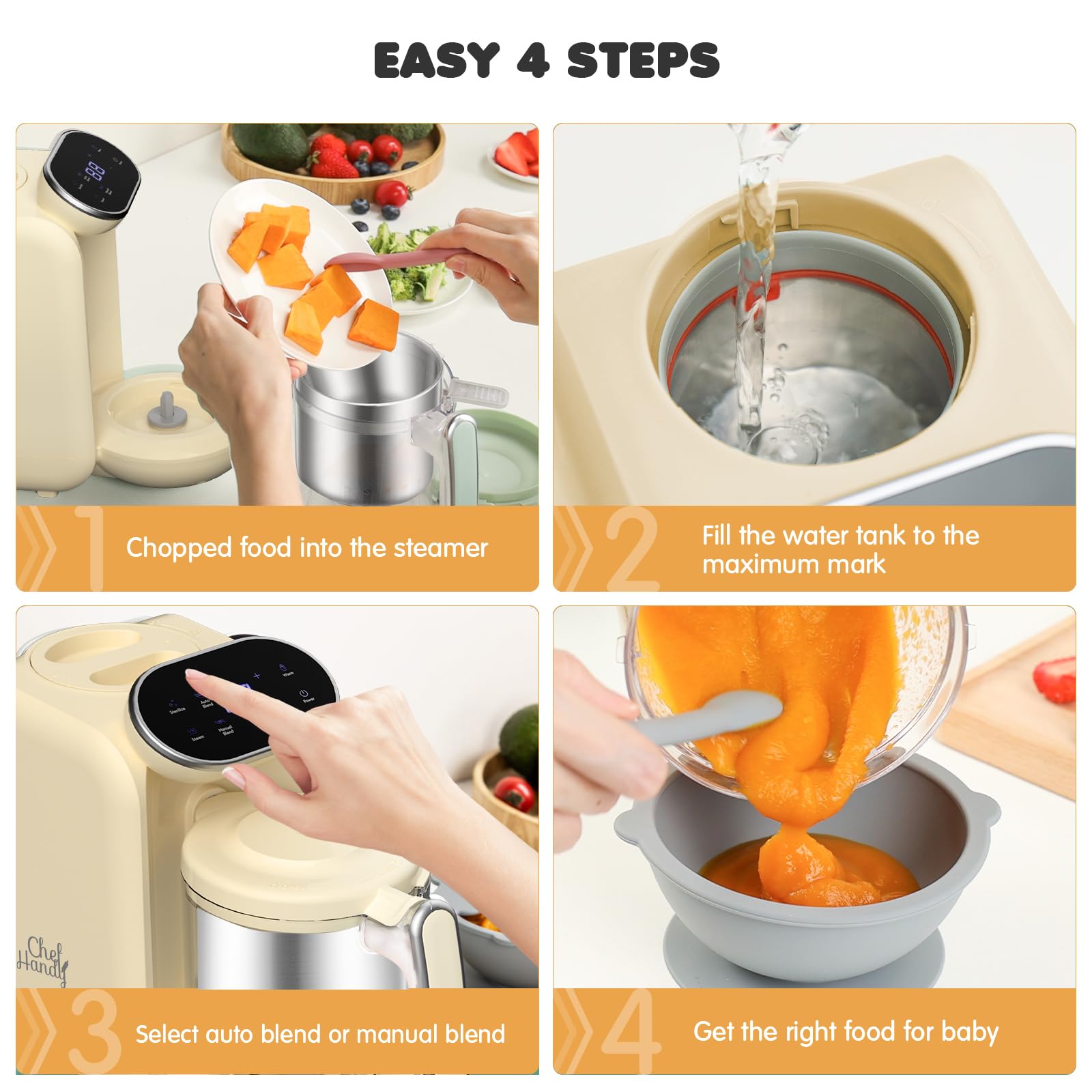 Baby Food Maker | Baby Food Processor with Steaming Basket | Baby Steamer, Blender, and Puree Maker | Milk Warmer Machine | Auto Cooking &amp; Grinding | Touch Screen Control (Green)
