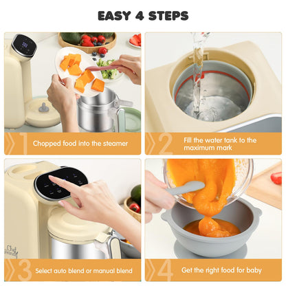 Baby Food Maker | Baby Food Processor with Steaming Basket | Baby Steamer, Blender, and Puree Maker | Milk Warmer Machine | Auto Cooking &amp; Grinding | Touch Screen Control (Green)