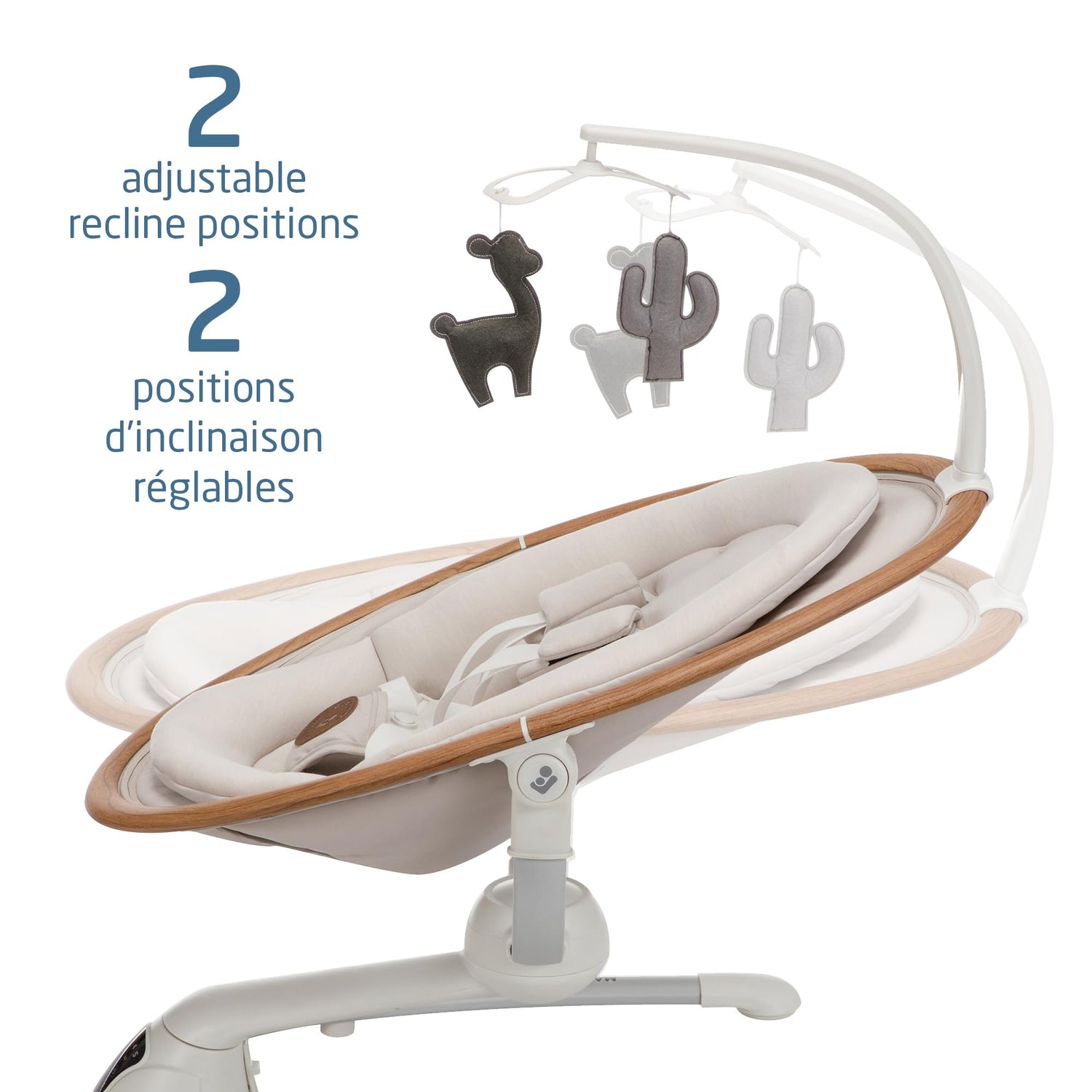 Maxi-Cosi Cassia Baby Swing, infant swing, automatic motion sensor, music, toys, recline, portable, 360 degree rotation, lightweight &amp; foldable, Horizon Sand