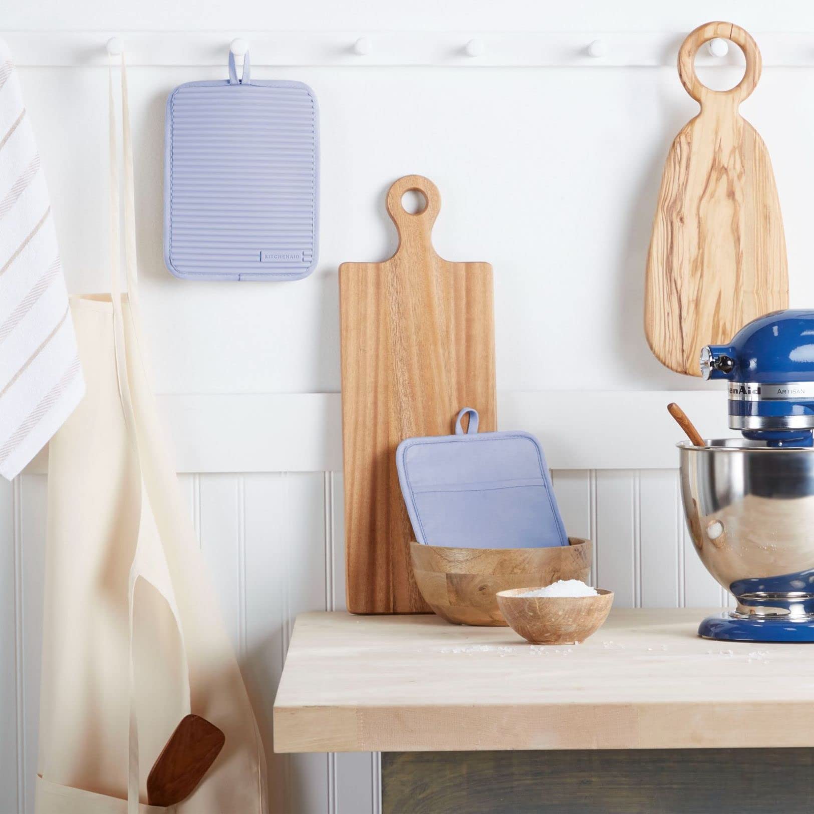 KitchenAid Ribbed Soft Silicone Water Resistant Pot Holder Set, Milkshake , 2 Piece Set, 7&quot;x9&quot;