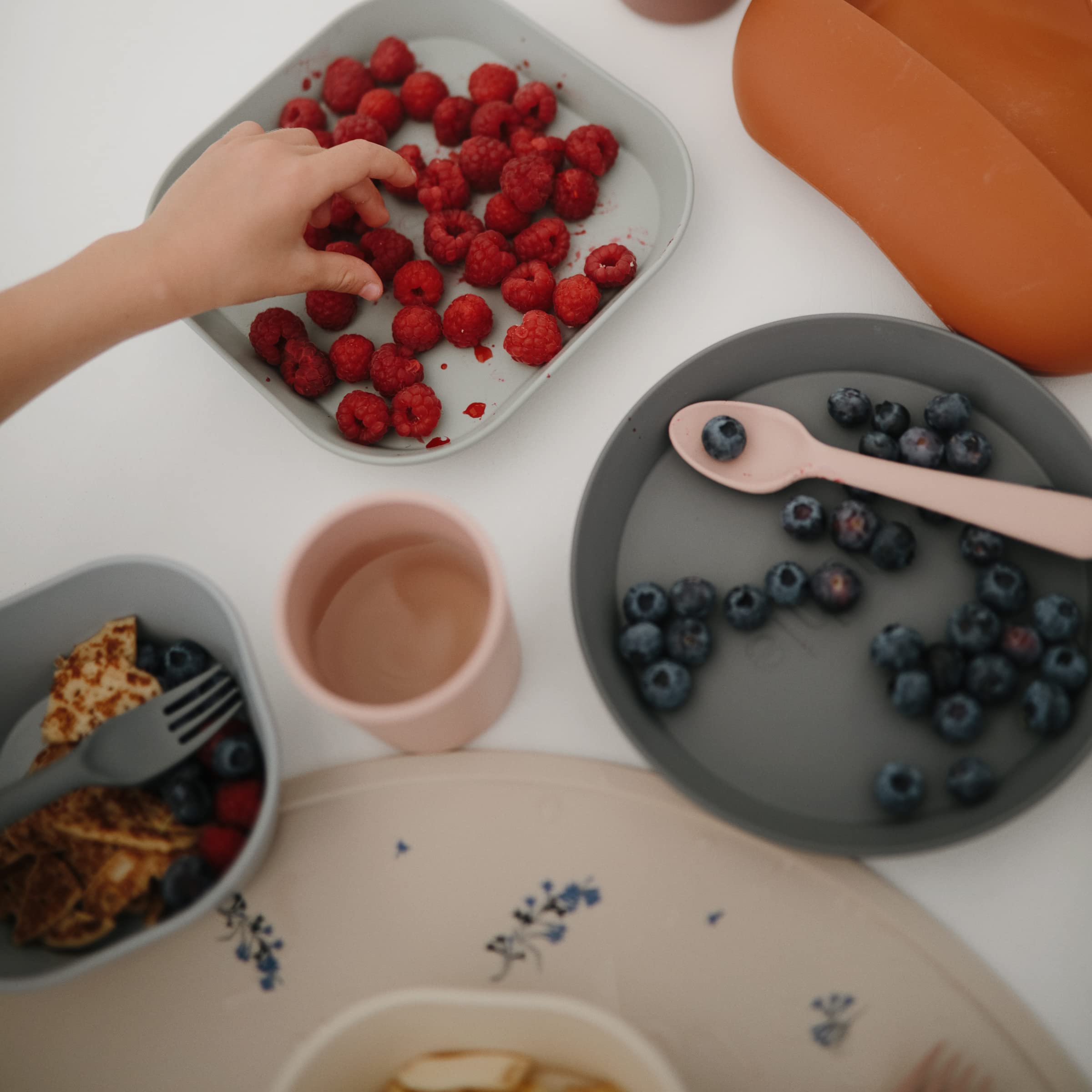 mushie Flatware Fork and Spoon Set for Kids | Made in Denmark (Sage)