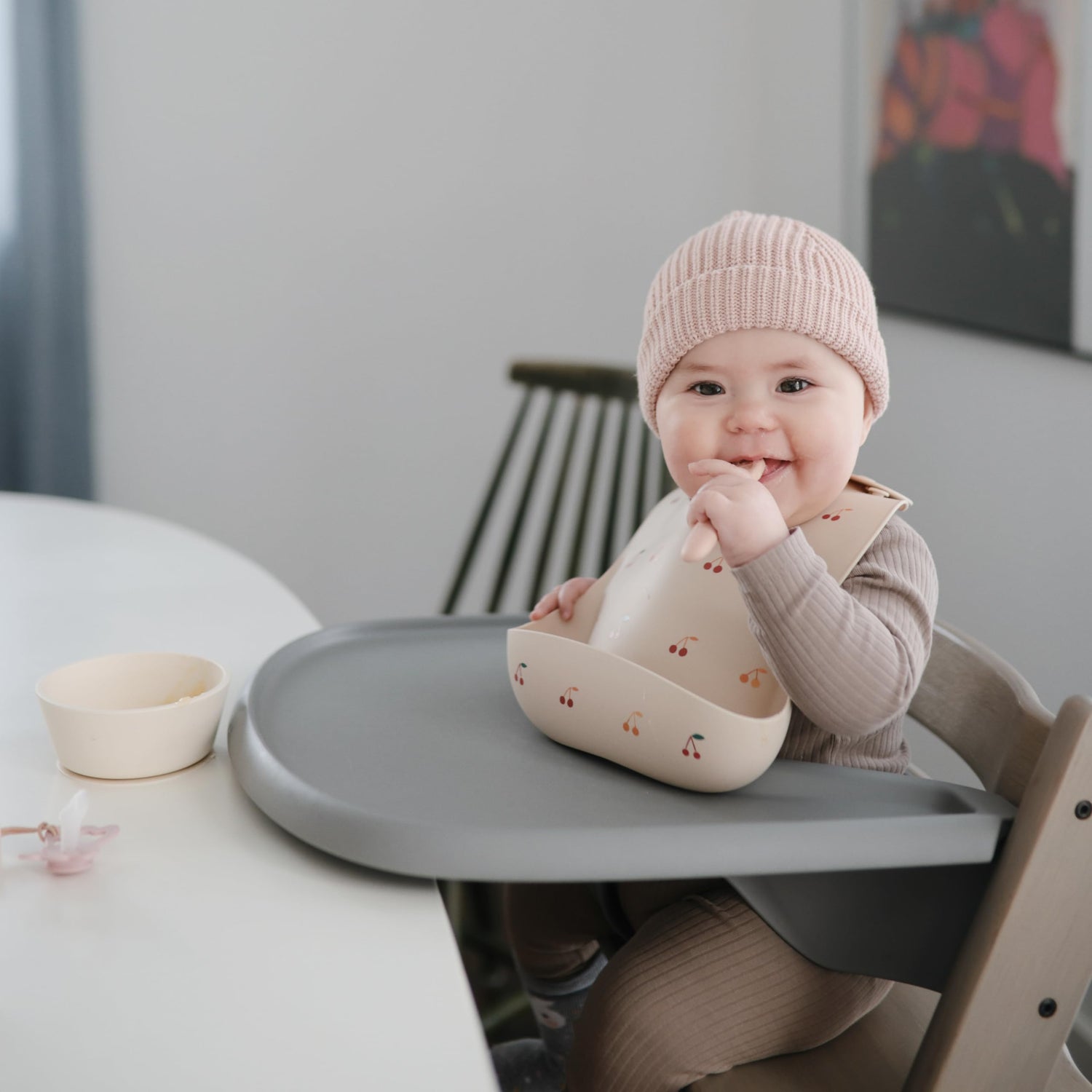 mushie Silicone Baby Bib | Adjustable Fit Waterproof Bibs (Whales)