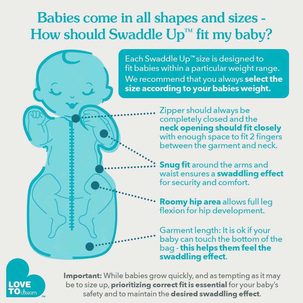 Love to Dream Swaddle UP, Baby Sleep Sack, Self-Soothing Swaddles for Newborns, Improves Sleep, Snug Fit Helps Calm Startle Reflex, New Born Essentials for Baby, 5-8.5 lbs, Sand Dollar