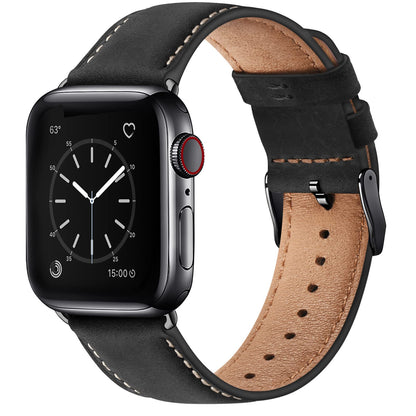 Bestig Compatible with Apple Watch Band 49mm 46mm 45mm 44mm 42mm(Series 3 2 1) Apple Watch Leather Bands Genuine Leather for iWatch Strap Ultra Series 10 9 8 7 6 5 4 SE Women Man-Redbrown/Black