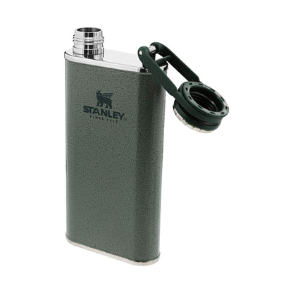 Stanley Classic Flask 8 oz / 0.23 L with Never-Lose Cap, Wide Mouth Stainless Steel Hip Flask for Easy Filling &amp; Pouring, Insulated BPA-Free Leak-Proof Flask,Hammertone Green