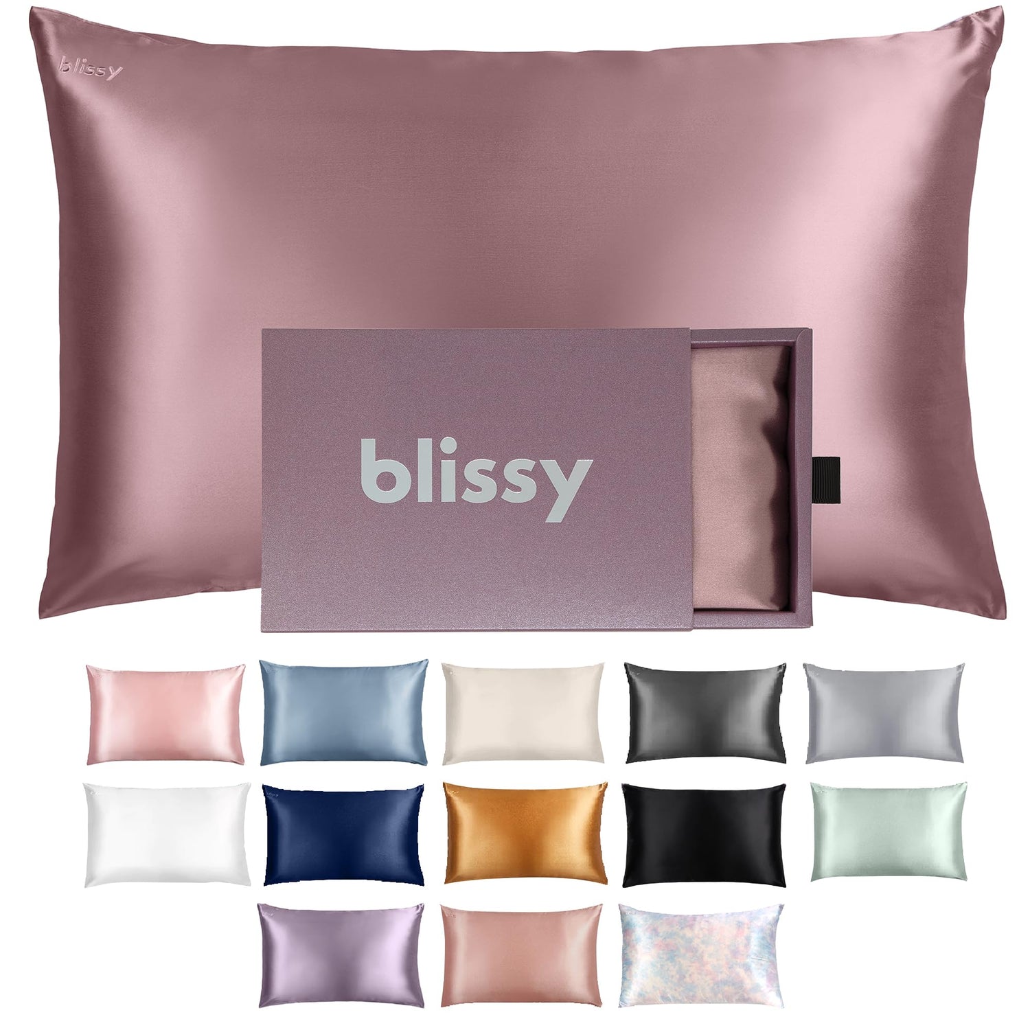 Blissy Silk Pillowcase - 100% Pure Mulberry Silk - 22 Momme 6A High-Grade Fibers - Silk Pillow Cover for Hair &amp; Skin - Regular, Queen &amp; King with Hidden Zipper (Queen, Plum)