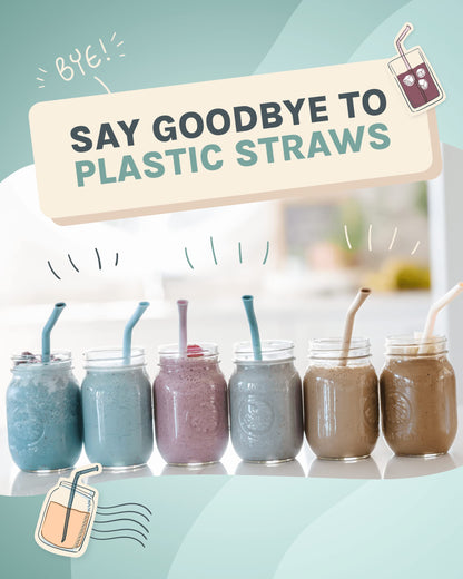 Silicone Straws - Reusable Drinking Straws w/Cleaning Brush - Long, Flexible and Bendy Straws For Tumblers and Cups - BPA Free, Food Grade Silicone, Dishwasher Safe - Set of 6 (Sand)