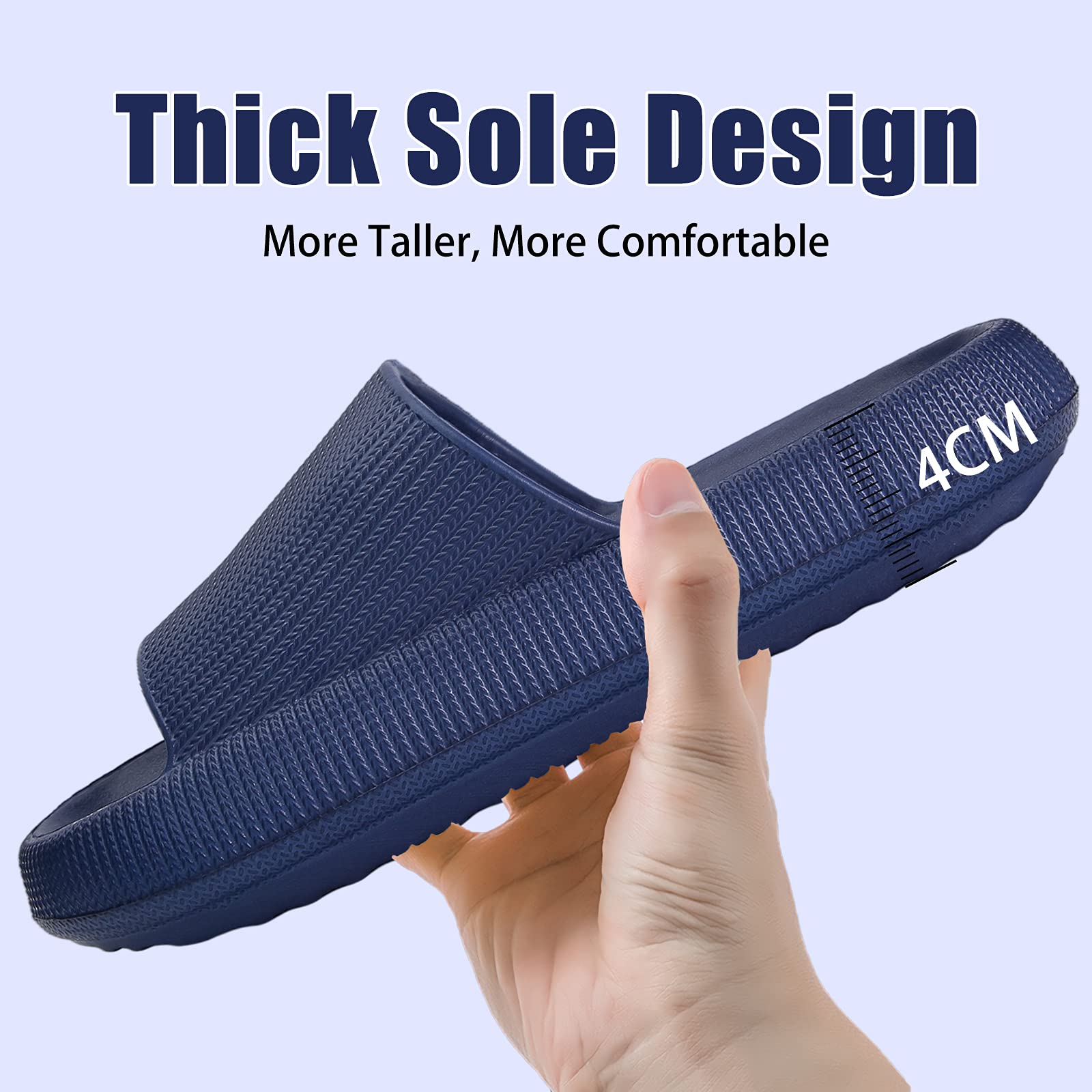 rosyclo Cloud Slippers for Women and Men, Pillow House Slippers Shower Shoes Indoor Slides Bathroom Sandals, Ultimate Comfort, Lightweight, Thick Sole, Non-Slip, Easy to Clean