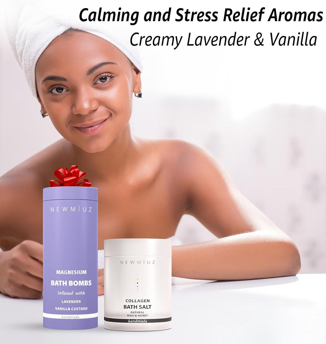 Magnesium Lavender Vanilla Fizzing Bath Bomb Luxury Bath Set Sensitive Skin Moisturizing Shea Butter Stress Relief Gift for Women Christmas Birthday
