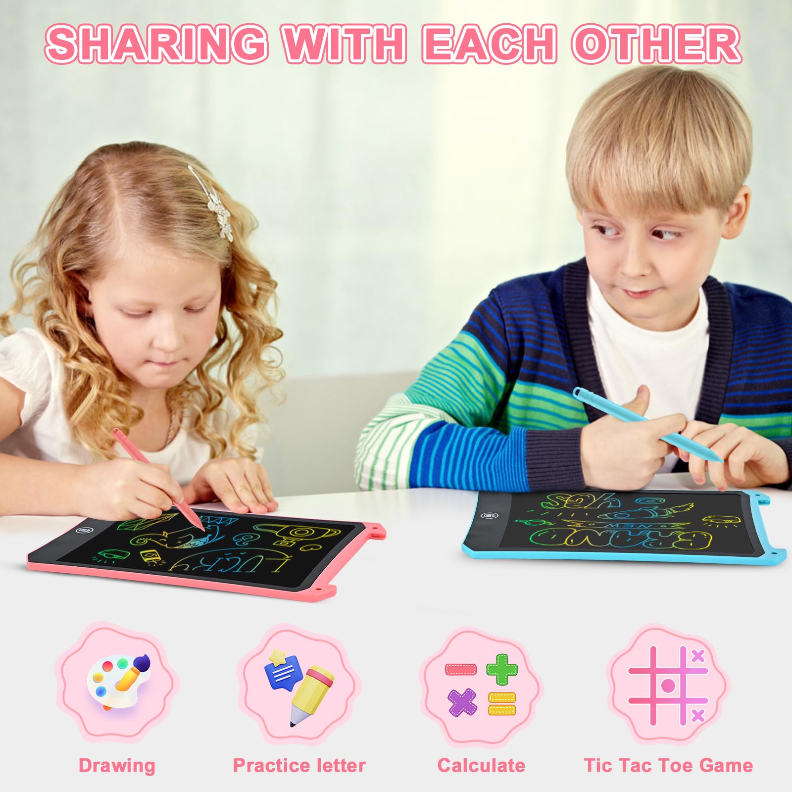 cimetech 2 Pack LCD Writing Tablet for Kids Toys, Colorful Drawing Tablet Doodle Board Writing Pad for Toddler Gifts, Kids Travel Essentials, Christmas Stocking Stuffers for 3-12 Years Boys Girls