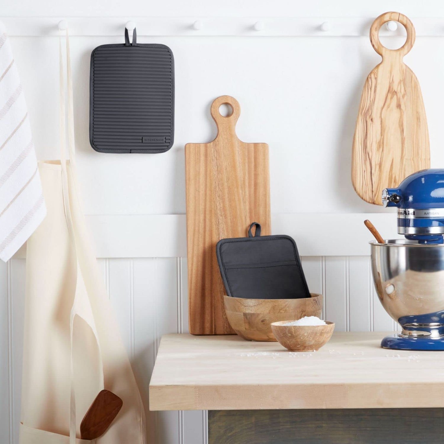 KitchenAid Ribbed Soft Silicone Water Resistant Pot Holder Set, Milkshake , 2 Piece Set, 7&quot;x9&quot;