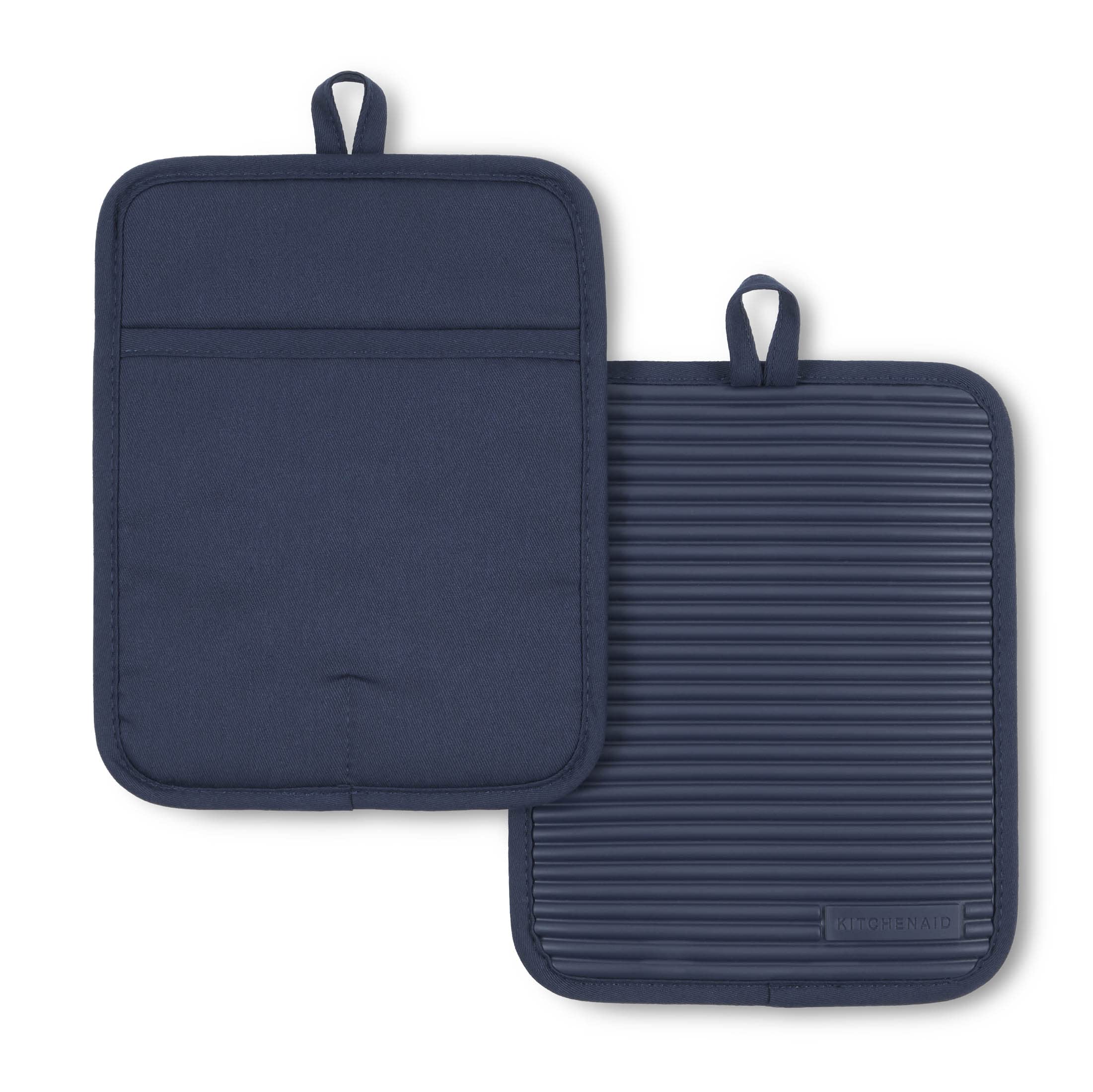 KitchenAid Ribbed Soft Silicone Water Resistant Pot Holder Set, Milkshake , 2 Piece Set, 7&quot;x9&quot;
