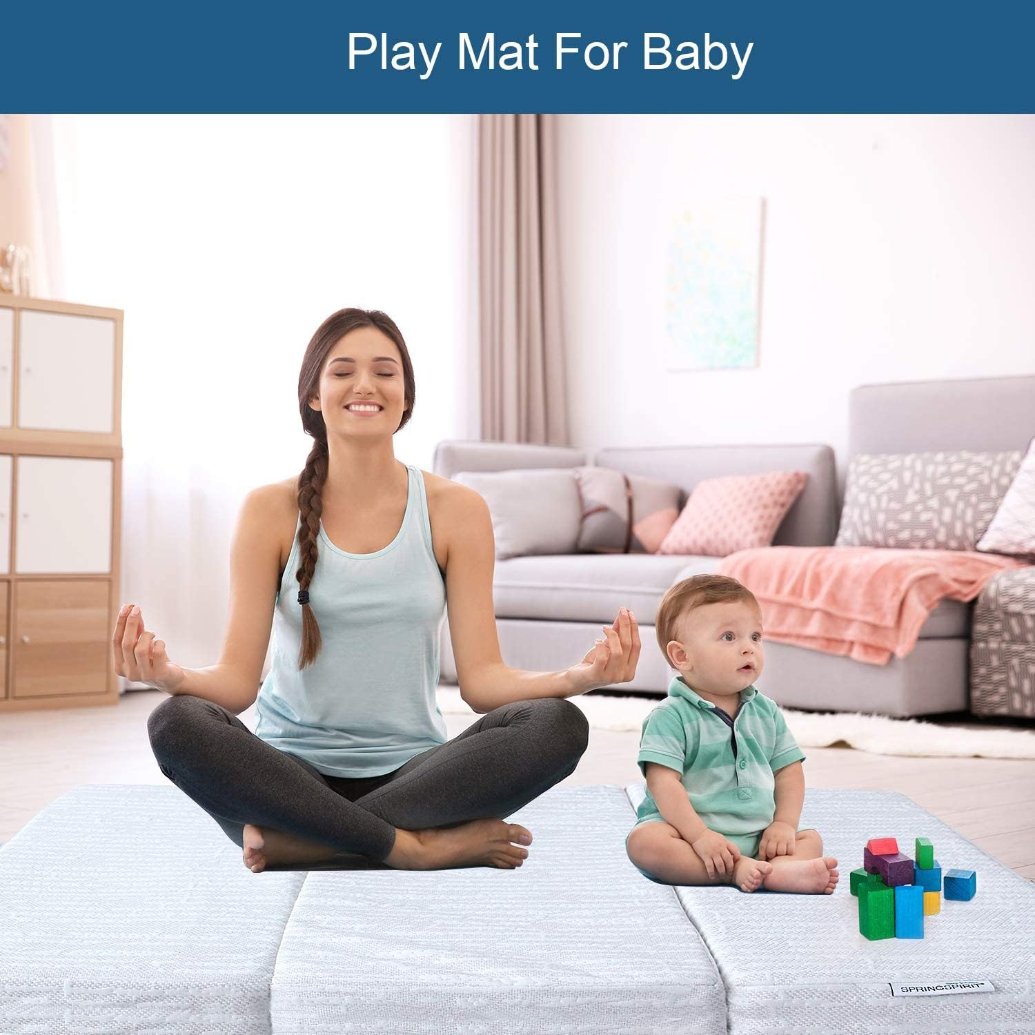 Pack and Play Mattress Pad 38&quot; x 26&quot; Foldable Style, Breathable Soft Viscose Made from Bamboo Surface, Portable Trifold Playard Mattress Pad Topper, Baby Foam Playpen Mattresses Pad for Boys Girls
