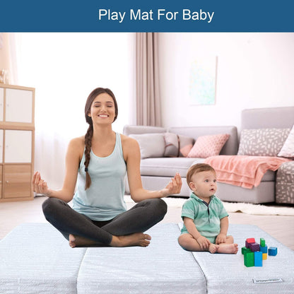 Pack and Play Mattress Pad 38&quot; x 26&quot; Foldable Style, Breathable Soft Viscose Made from Bamboo Surface, Portable Trifold Playard Mattress Pad Topper, Baby Foam Playpen Mattresses Pad for Boys Girls