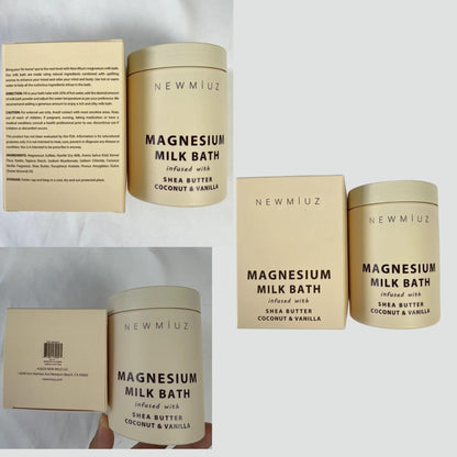 Creamy Magnesium Milk Bath Soak Powder Moisturize Soften Skin Coconut Vanilla Shea Butter Luxury Spa Bath Salt Mother&