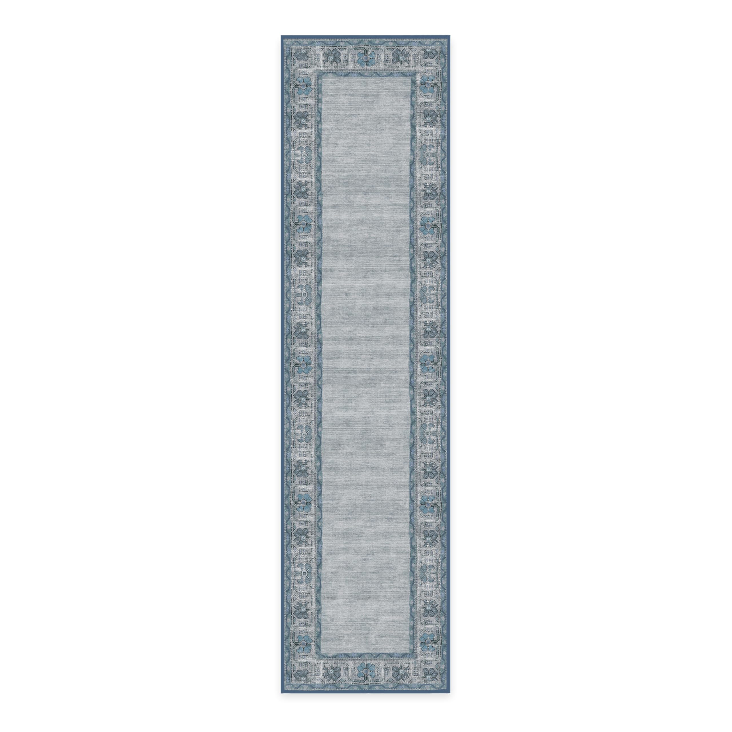 RUGGABLE Zinnia Runner Rug - Perfect Boho Washable Rug for Entryway Hallway Kitchen - Pet &amp; Child Friendly - Stain &amp; Water Resistant - Grey 2.5&