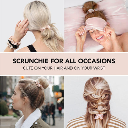 Kitsch 5 Count Velvet Hair Scrunchies for Women - Hair Ties for Thick Hair, Girls, Women, Cute Scrunchies, Soft Hair Accessories, Blush/Mauve
