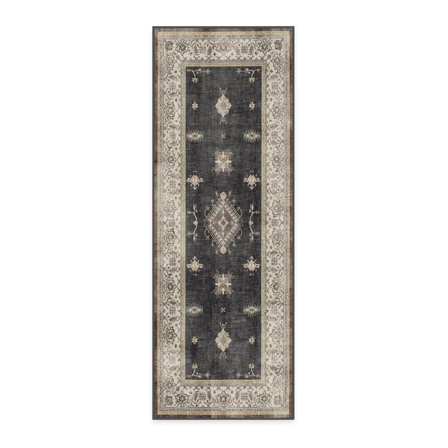 RUGGABLE – Verena Dark Wood – Machine Washable Runner Rug – Pet &amp; Child Friendly – Stain &amp; Water Resistant – Non-Slip – 2.5&