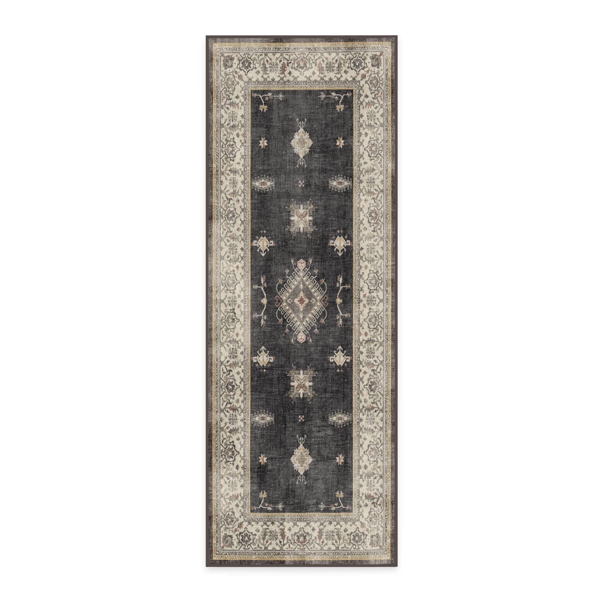 RUGGABLE – Verena Dark Wood – Machine Washable Runner Rug – Pet &amp; Child Friendly – Stain &amp; Water Resistant – Non-Slip – 2.5&