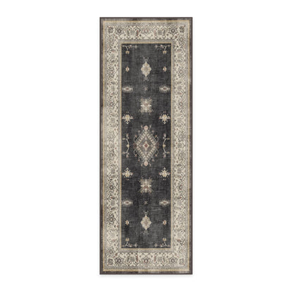 RUGGABLE – Verena Dark Wood – Machine Washable Runner Rug – Pet &amp; Child Friendly – Stain &amp; Water Resistant – Non-Slip – 2.5&