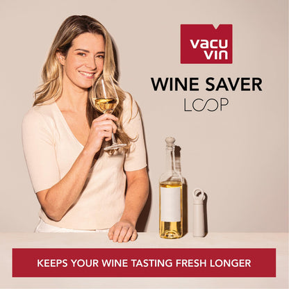 Vacu Vin Wine Saver Loop - Designed and Made in the Netherlands - Vacuum Wine Stopper Keeps Your Wine Fresh for up to 10 Days - Reusable, Made with 98% Recycled Material - 1 Pump, 1 Stopper, Sand