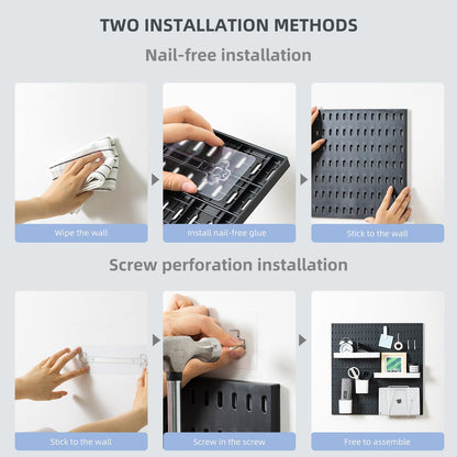 VUSIGN Pegboard Combination Wall Organizer Kit, 4 Pieces Pegboards and 17 Accessories Modular Hanging, Wall Mount Display Peg Board Panel Kits for Bedroom, Home, Office, Bathroom, 22&quot; x 22&quot;, Pink