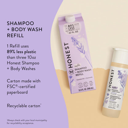 The Honest Company 2-in-1 Cleansing Shampoo + Body Wash | Gentle for Baby | Naturally Derived, Tear-free, Hypoallergenic | Fragrance Free Sensitive, 10 fl oz