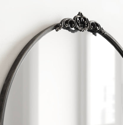 Kate and Laurel Myrcelle Traditional Arched Mirror, 25 x 33, Gold, Decorative Large Arch Mirror with Ornate Garland Detailing Along The Crown and Edges of The Frame