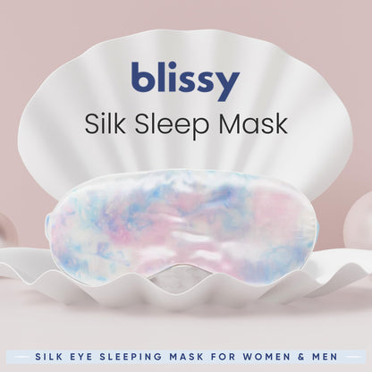 Blissy Silk Sleep Mask - Silk Eye Sleeping Mask for Women &amp; Men for Total Blackout - Silk Eye Mask - 100% Pure Mulberry Silk, 22 Momme 6a Fibers - Blindfold Silk Sleep Mask Side Sleeper Eye Cover