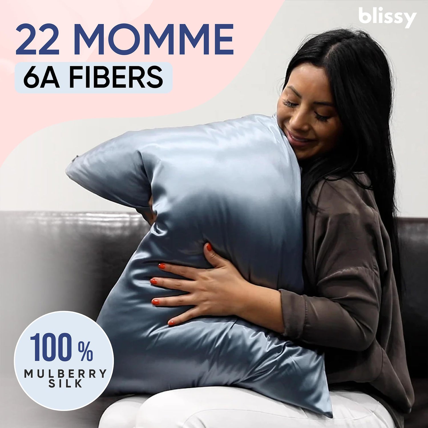 Blissy Silk Pillowcase - 100% Pure Mulberry Silk - 22 Momme 6A High-Grade Fibers - Silk Pillow Cover for Hair &amp; Skin - Regular, Queen &amp; King with Hidden Zipper (Queen, Champagne)