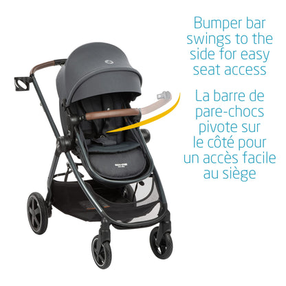 Maxi-Cosi Zelia Max 5-in-1 Modular Travel System, Carraige mode, Reversible toddler seat, Use from birth, Mico infant car seat (included), Polished Pebble