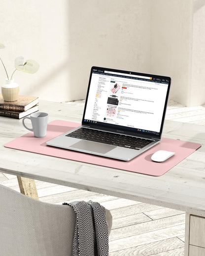 Non-Slip Desk Pad,Mouse Pad,Waterproof PVC Leather Desk Table Protector,Ultra Thin Large Desk Blotter, Easy Clean Laptop Desk Writing Mat for Office Work/Home/Decor(Pink, 23.6&quot; x 13.7&quot;)