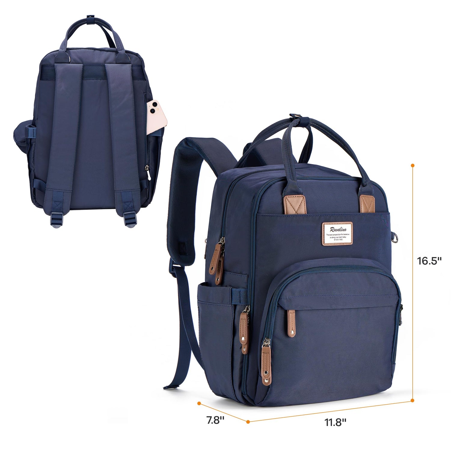 RUVALINO Diaper Bag Backpack, Multifunction Travel Pack Maternity Baby Changing Bags, Large Capacity, Waterproof, Beige