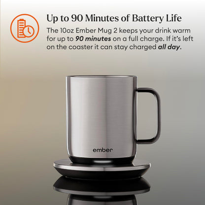 Ember Temperature Control Smart Mug 2, 14 Oz, App-Controlled Heated Coffee Mug with 80 Min Battery Life and Improved Design, White