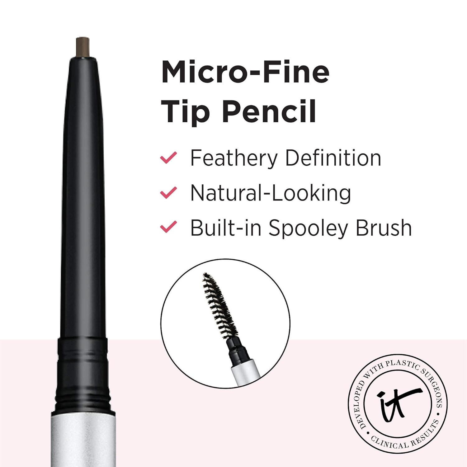 IT Cosmetics Brow Power Micro, Universal Taupe - Universal Eyebrow Pencil - Mimics the Look of Real Hair - Budge-Proof Formula - Built-in Spoolie - 0.017 oz