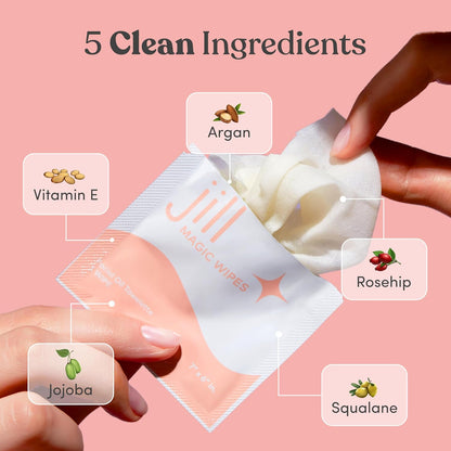 Jill Magic Wipes Pre Shave Dermaplane Oil Wipes + 4 Shave Sets, 8 Dermaplane Refill Blades Bundle