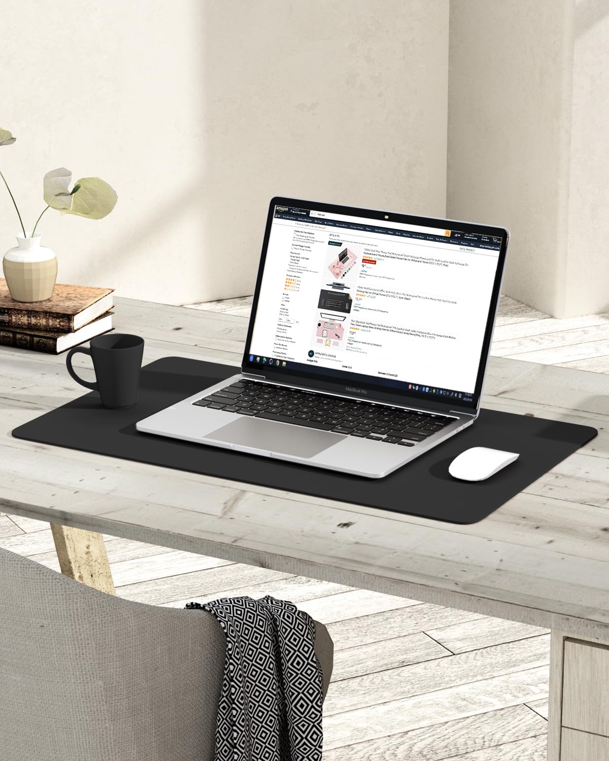 Non-Slip Desk Pad,Mouse Pad,Waterproof PVC Leather Desk Table Protector,Ultra Thin Large Desk Blotter, Easy Clean Laptop Desk Writing Mat for Office Work/Home/Decor(Pink, 23.6&quot; x 13.7&quot;)
