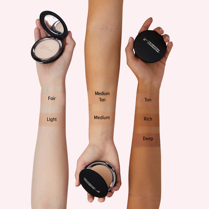 IT Cosmetics Celebration Foundation - Full-Coverage, Anti-Aging Powder Foundation - Blurs Pores, Wrinkles &amp; Imperfections - With Hydrolyzed Collagen &amp; Hyaluronic Acid - 0.3 oz
