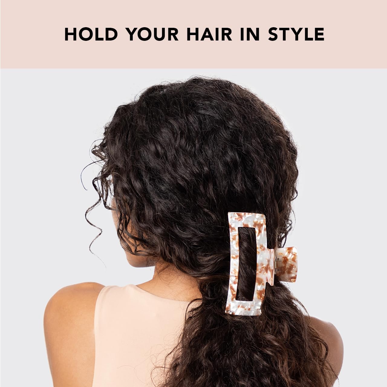 Kitsch Recycled Plastic Large Claw Clip, Big Open Shape Hair Clips for Women, Large Hair Claw Clips &amp; Jaw Clips, Big Claw Clips for Thick Hair, Claw Hair Clips for Girls (1pc, Brown)