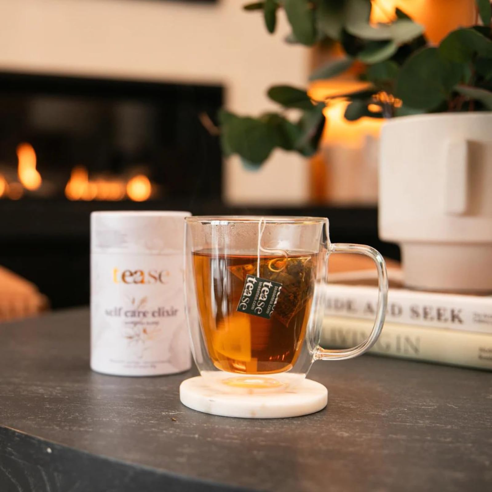 Tease Tea Organic Tea Tube Gift Set | 15 Piece Botanical Pyramid Tea Bag Infuser Sachets Loose Leaf Support Citrusy Blend with Rooibos, Peppermint, Valerian Root Caffeine Free 37g (Golden Slumbers)