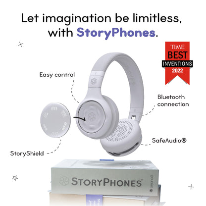 StoryPhones Storytelling Headphones for Kids - Screen-Free Entertainment Experience for Stories, Music and Boost Creativity, Grey