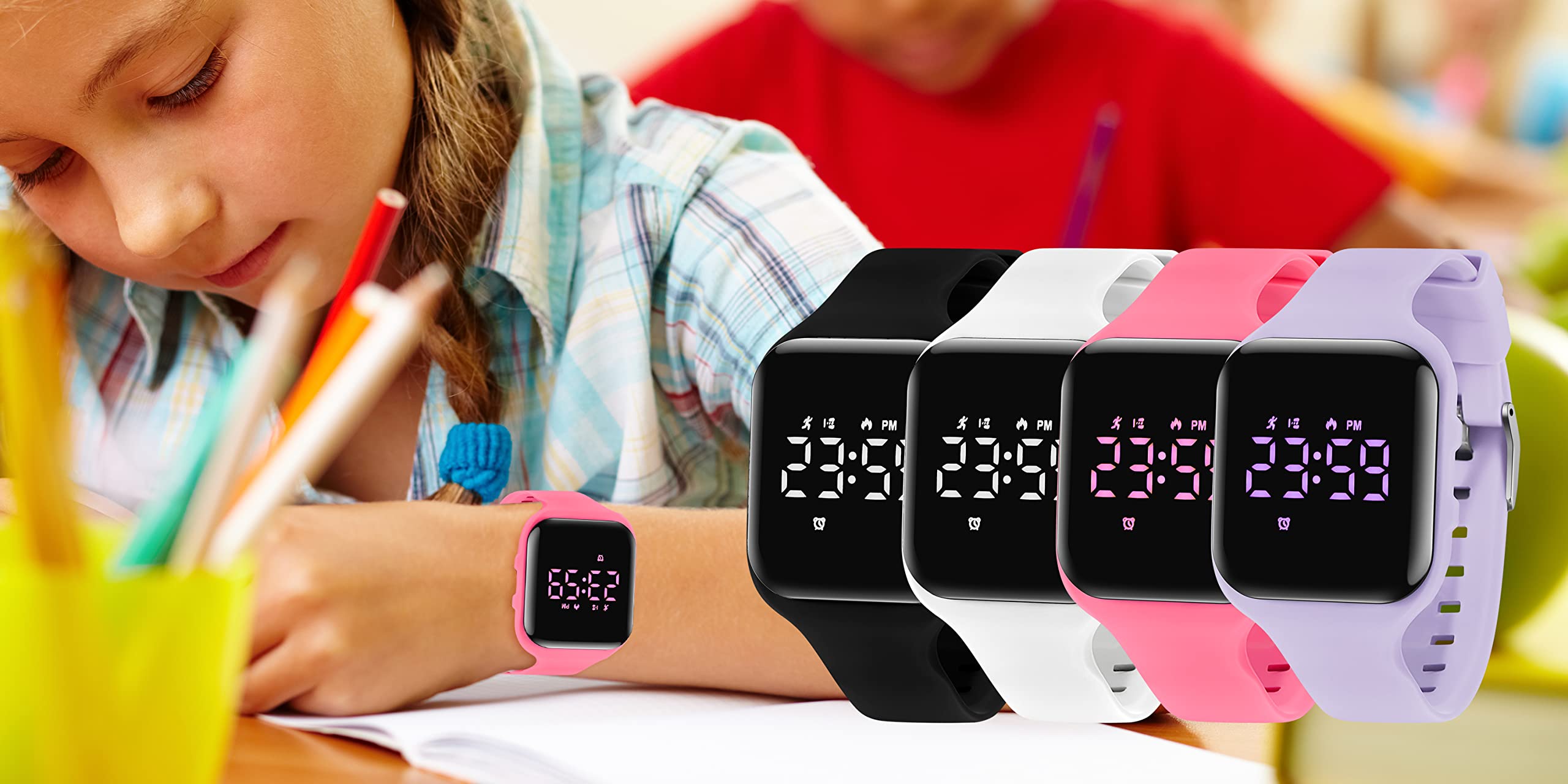 Kids Watch, No App Fitness Tracker Watch for Kids Teenager Digital Watch with Steps Counter/Distance/Calories/Alarm/Stopwatch Fitness Watch for Kids Girls Boys Gift for Teens
