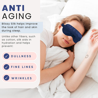Blissy Silk Sleep Mask - Silk Eye Sleeping Mask for Women &amp; Men for Total Blackout - Silk Eye Mask - 100% Pure Mulberry Silk, 22 Momme 6a Fibers - Blindfold Silk Sleep Mask Side Sleeper Eye Cover