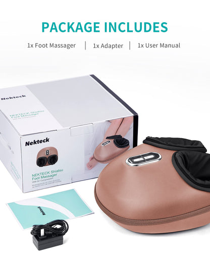 Nekteck Shiatsu Foot Massager Machine with Soothing Heat, Deep Kneading Therapy, Air Compression, Improve Blood Circulation and Foot Wellness,Relax for Home or Office Use(Beige)