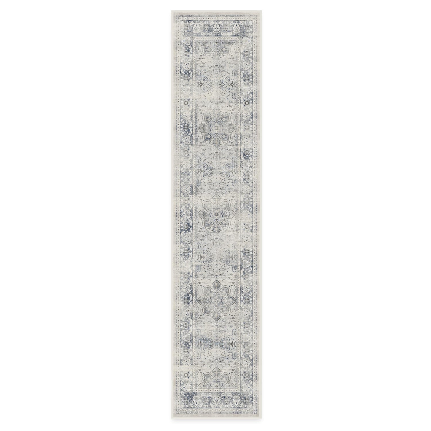 RUGGABLE – Sarrah Blue Quartz – Machine Washable Runner Rug – Pet &amp; Child Friendly – Stain &amp; Water Resistant – Non-Slip – 2.5&
