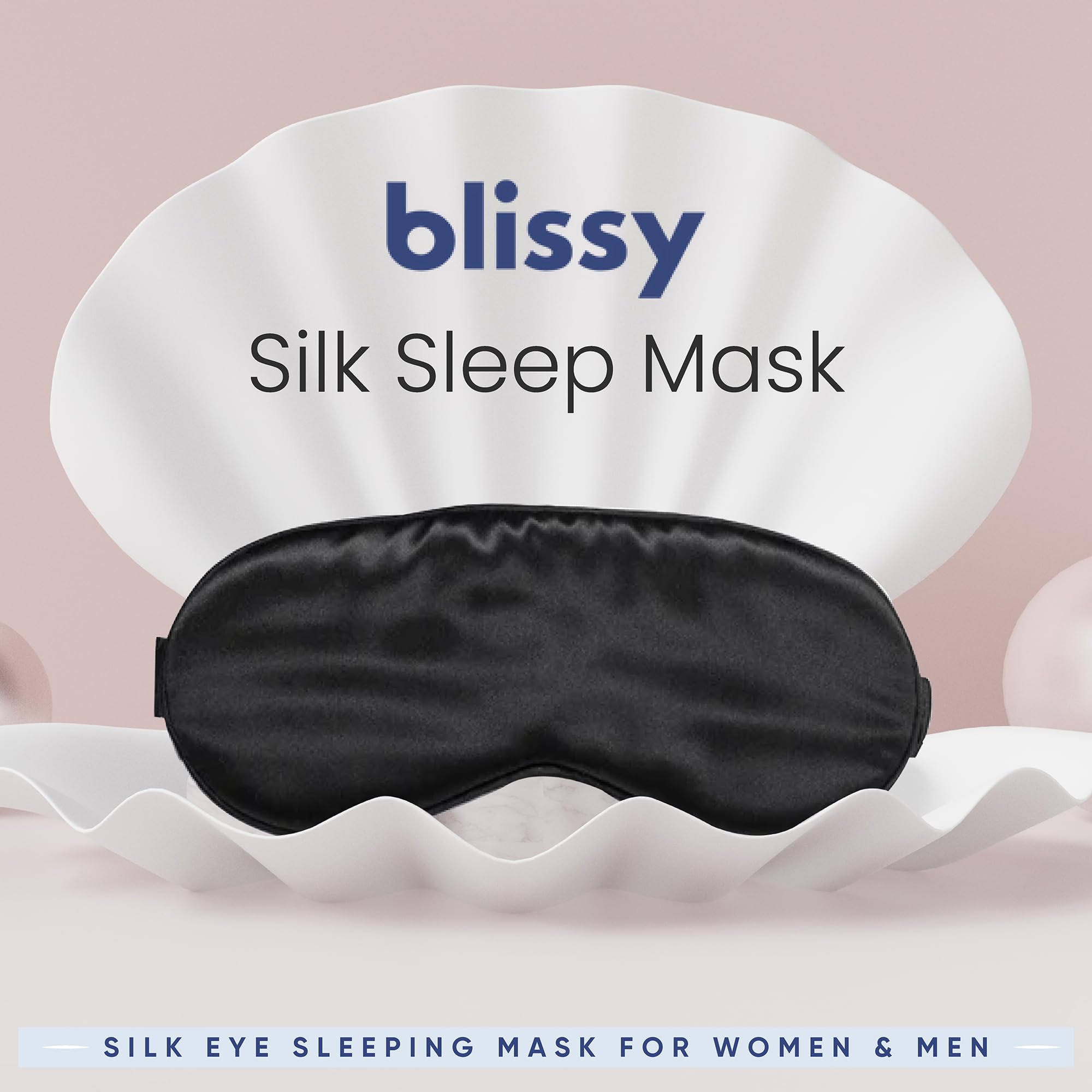 Blissy Silk Sleep Mask - Silk Eye Sleeping Mask for Women &amp; Men for Total Blackout - Silk Eye Mask - 100% Pure Mulberry Silk, 22 Momme 6a Fibers - Blindfold Silk Sleep Mask Side Sleeper Eye Cover