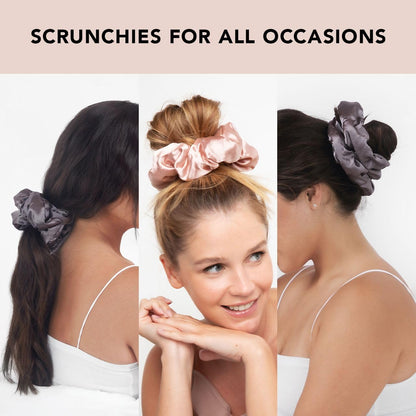 Kitsch 5 Count Velvet Hair Scrunchies for Women - Hair Ties for Thick Hair, Girls, Women, Cute Scrunchies, Soft Hair Accessories, Blush/Mauve
