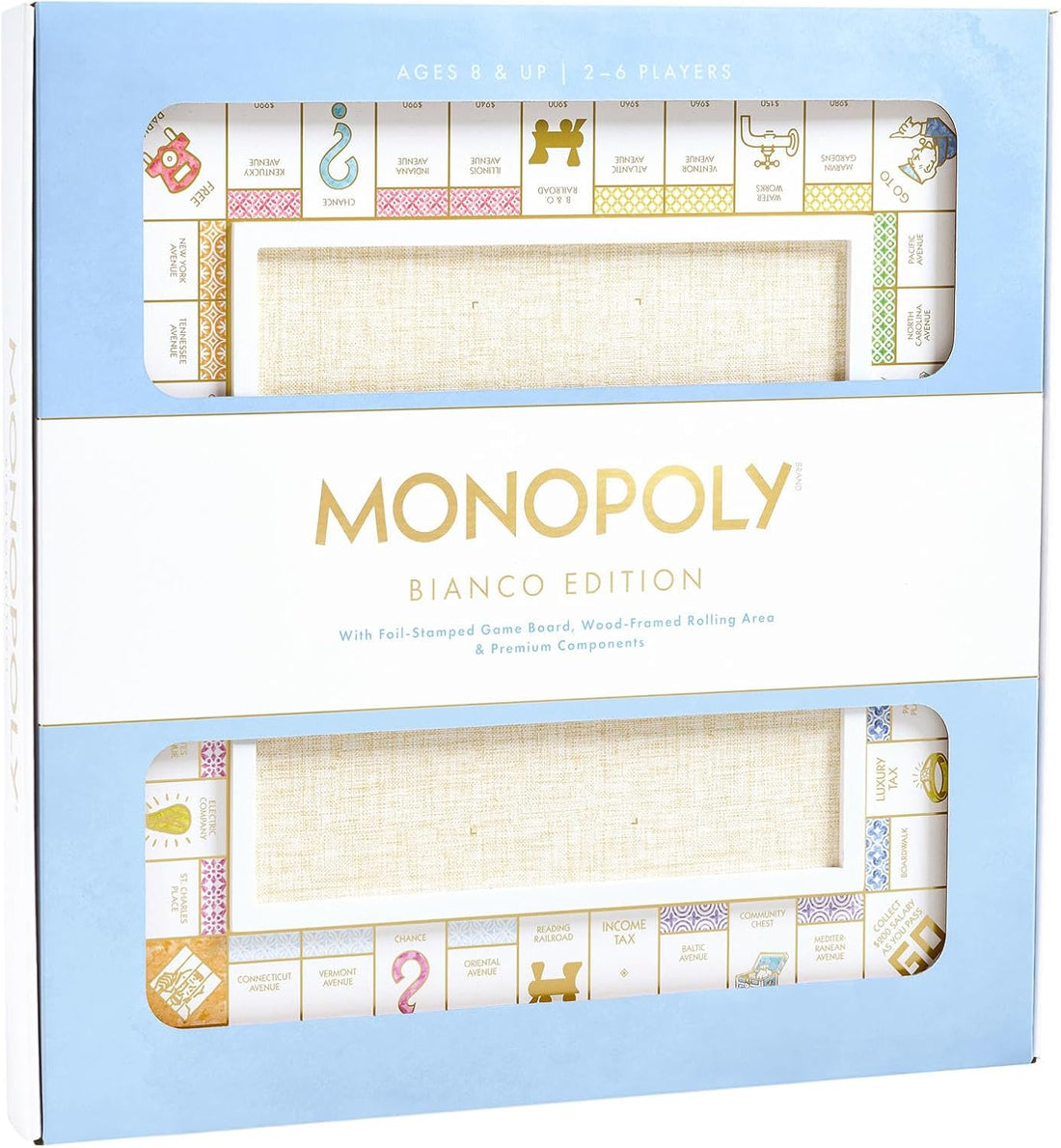 WS Game Company Monopoly Bianco Edition with Foil-Stamped Wood Game Board and Premium Components
